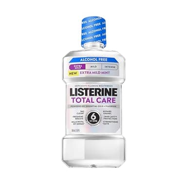 Listerine Mouthwash Total Care Anticavity Treatment for Adults Kills 99.9% of Bad Breath Germs Extra Mild Mint No Burn Alcohol Free Fluoride Mouthwash, 33.8 fl oz