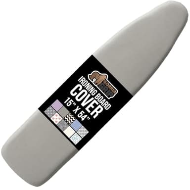 GORILLA GRIP The Original Ironing Board Cover and Pad, Silicone Coating, 400°F Scorch Resistant Thick Padding, Heavy Duty Iron Covers Standard Boards, Hook and Loop Fastener Strap, Silver 15x54