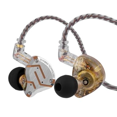 Linsoul KZ ZS10 Pro, 4BA+1DD 5 Driver in Ear Monitor, HiFi Wired Earbuds, Gaming Earbuds, Hybrid IEM Earphones with Stainless Steel Faceplate, Detachable Cable for Musician(with Mic, Glare Yellow)