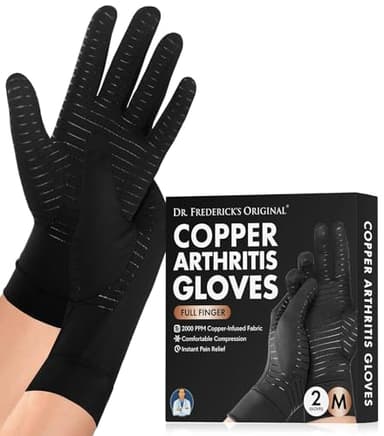Dr. Frederick's Original Copper Compression Arthritis Gloves - Doctor-Developed Hand Pain Relief for Arthritis, Carpal Tunnel & Tendonitis - All-Day Comfort, Typing & Daily Use - Full Finger, Medium