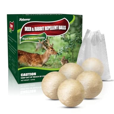 12 Pack Deer & Rabbit Repellent Balls-Deer Repellent, Rabbit Repellent Outdoor,Animal Deterrent for Garden, Yard, Trees & Plants-Long-Lasting 30-60 Days-Safe for Pets, Kids, Flowers & Vegetables