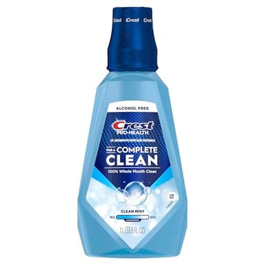 Crest Mouthwash Pro Health Complete Clean, CPC (cetylpyridinium chloride) Antigingivitis/Antiplaque, Alcohol Free, Clean Mint, 1 L (33.8 fl oz)