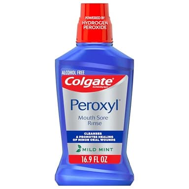 Colgate Peroxyl Antiseptic Mouthwash and Mouth Sore Rinse, 1.5% Hydrogen Peroxide, Mild Mint - 500ml, 16.9 Fluid Ounces