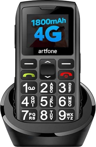 artfone C1+4G Pro Black - Big Buttons Cell Phone for Seniors丨Basic Phone with SOS Button丨Charging Station丨1800mAh丨Loud Speaker丨Talking Clock丨Speed Dial丨Hands-free丨Large Font丨Unlocked Phones丨FM Radio