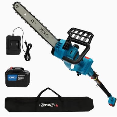 Jovant 2-IN-1 Cordless 12 Inch Pole saw & Mini Chainsaw, 1* Max 20V 6Ah Battery, 15ft Max Reach, Electric Pole Saws for Tree Trimming, Branch Cutting