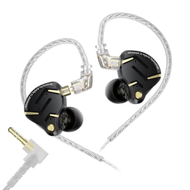 KZ ZS12 PRO 2 in Ear Monitor Headphones, 5BA+1DD 6 Hybrid Driver Gaming Earbuds Wired Earphones, HiFi Clarity Sound Immersive Bass IEMs for Gaming Musician Singer Audiophile (Black without Microphone)
