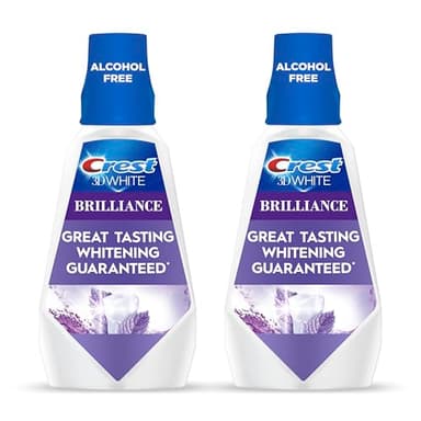 Crest 3D White Mouthwash, Teeth Whitening for Adults, 1L, 2 Pack, Alcohol Free Mouth Rinse, Breath Freshener, Antibacterial, Antiseptic, Bad Breath Treatment, Peroxide Free, Clean Mint