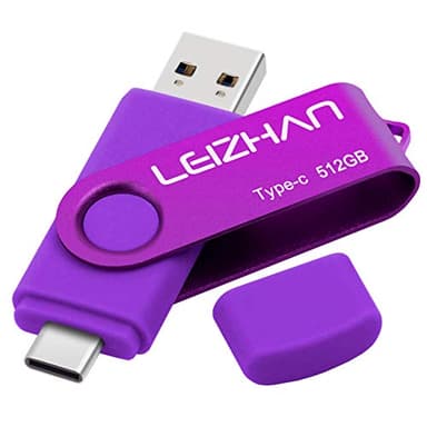 leizhan 512GB Type C USB Flash Drive, USB-C Memory Stick 3.0 for Samsung Galaxy Note10, S10,Note 9, S9, Note 8,S8,Google Pixel, Purple