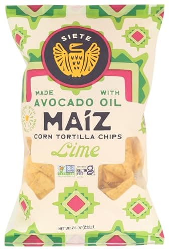 Siete Family Foods, Chips Tortilla Corn Lime Maiz Yellow White, 7.5 Ounce