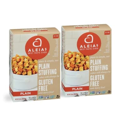 Aleia’s Gluten Free Plain Stuffing Mix – 10 oz (2 Pack) – Classic Gluten Free Stuffing – Free from Gluten, Corn, Soy, Dairy – Low Sodium, Non-GMO