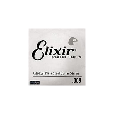 Elixir Strings, Anti-Rust Plain Steel String, For Acoustic or Electric Guitars, Longest-Lasting Tone with Comfortable Feel, Single String 9