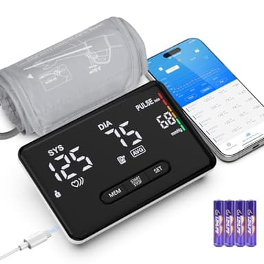 ZOETOUCH Smart Bluetooth Blood Pressure Monitor for Home Use, Clinically Accurate, Upper Arm Digital Wireless BP Machine with Large LED Display, App Connectivity, 2 Users, Fits Arms 8.7-16.5"