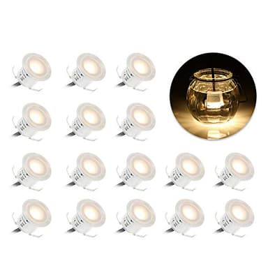 Tomshine Recessed LED Deck Light Kits, 16 Pack φ32mm Step Lights Outdoor Waterproof, 12V Low Voltage Landscape Lights for Garden, Patio, Yard, Stair, Corner Decoration