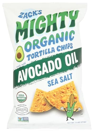 Zack's Mighty, Chips Tortilla Avocado Oil Organic Sea Salt, 7.5 Ounce