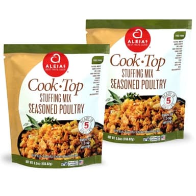 Aleia’s Gluten Free Cook Top Stuffing Mix – Seasoned Poultry, 5.5oz (2 Pack) – Ready in 5 Minutes – Rich, Savory Stuffing for Gluten-free Recipes