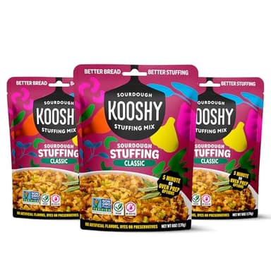 Kooshy Stuffing Mix | Sourdough Stuffing Mix | Vegan No Seed Oil Thanksgiving Dinner Side & Pantry Staple | Stove or Oven Prep (6 oz Bag | 3 Pack)