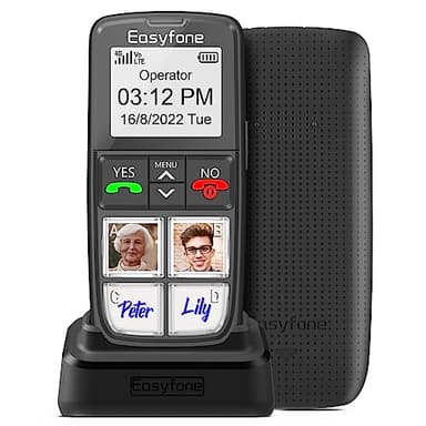 Easyfone Prime-T6 4G Picture Button Cell Phone for Seniors | Easy-to-use | Clear Sound | SOS Button | Easy Charging Dock | SIM Card Included | Suitable for Dementia, Alzheimer's and Kids