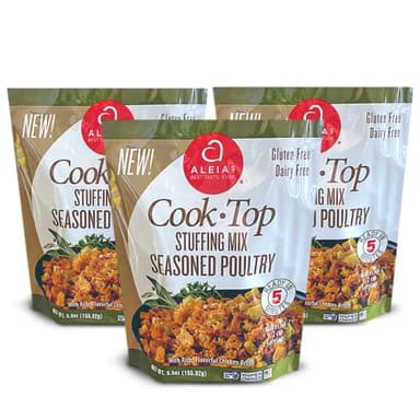 Aleia’s Gluten Free Cook Top Stuffing Mix – Seasoned Poultry, 5.5oz (3 Pack) – Ready in 5 Minutes – Rich, Savory Stuffing for Gluten Free Recipes