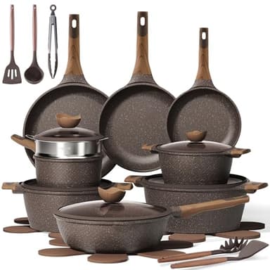CAROTE 26PCS Pots and Pans Set Non Stick, Cookware Set Pots and Pans Induction Cook Ware, Nonstick Kitchen Cooking, PFOA Free