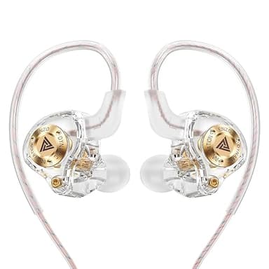 Piluyaa Wired Gaming Headphones IEM Earphones with 1DD，QKZ ENZO in Ear Monitor, HiFi Earbuds, Bass Sound with New 11mm Dynamic Driver for Video Music Gaming (White)