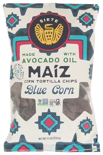 Siete Family Foods, Chips Tortilla Corn Sea Salt Maiz Blue Red, 7.5 Ounce