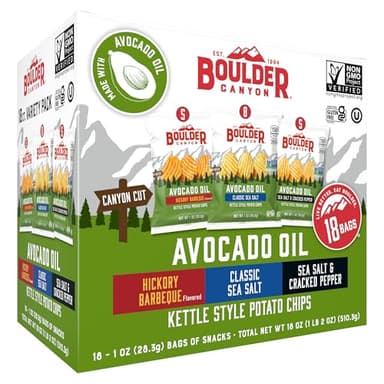 Boulder Canyon Avocado Oil Potato Chips Variety Pack, 1 Ounce