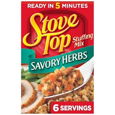 Stove Top Savory Herbs Stuffing Mix, Instant Side Dish for Chicken Pork and Holiday Meals, Savory Seasoned Bread Stuffing, Ready in 5 Minutes, 6 Ounce Box (Pack of 1)
