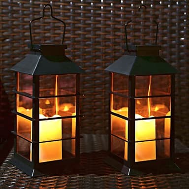 Tomshine LED Solar Lantern - Outdoor Hanging Solar Lights Waterproof Flickering Flame Candle Light for Patio Courtyard Garden Decorative(2 Pack)
