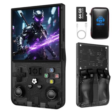 R36MAX Retro Handheld Game Console,4.0 Inch Retro Gaming Console with 64GB Memory,Support 30+ Emulators,Open Source Linux System Hand Held Game Console,4000mAh Battery(Black)