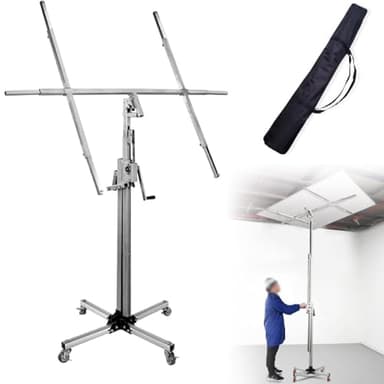 XIVUIFOI Plasterboard Lifter Drywall Lift Plaster Board Panel Hoist Jack Tool W/Lockable Wheels,Strong Load-Bearing Capacity,Metal Material,Ceiling Drilling,Multi-Functional (3.2m)