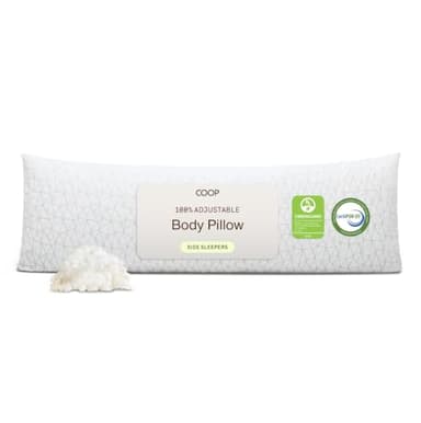 Coop Home Goods Original Adjustable Body Pillow, 20x54 Long Pillow for Back, Shoulder, Hip and Knee Support, Side Sleeper Body Pillows for Adults with Memory Foam & Washable Cover