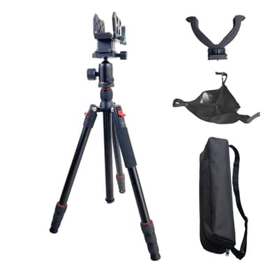 Adjustable Hunting Shooting Stick Tripod – Rifle & Pistol Shooting Rest Stand for Gun,Rifles and Crossbows, Tripods with V Yoke & Shooting Saddle Clamp for Hunting Sticks