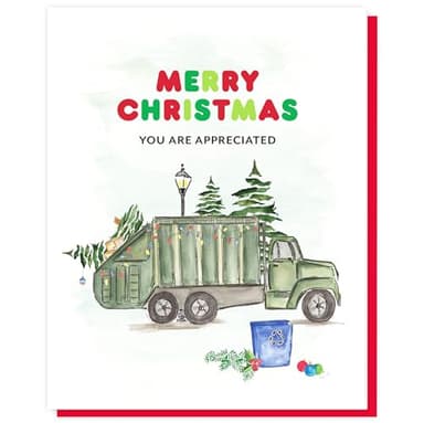 Thank My Driver Christmas Thank You, Gifts for Garbage Men Appreciation Christmas Cards for Trash Collector, Happy Holiday Card for Garbage Man, Recycle Truck, Waste Collection, Sanitation Worker