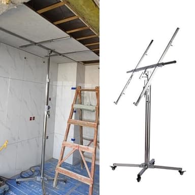 Oracra Drywall Lift Heavy Duty Drywall Panel Lifter for Ceilings, Stainless Steels Plaster Board Hoist, Construction Lockable Tool, 50kg Mobile Sheetrock Rise Assist(2.8m(9ft))