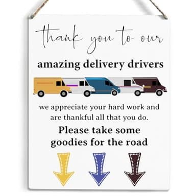 Vintage Delivery Driver Thank You Sign, Snack Station Wood Wall Hanging, Front Door Outdoor Farmhouse Hotel Package Boxes Mail Box, Appreciation Wooden Tag Wall