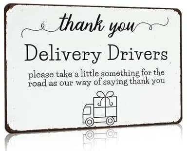 Bestylez Thank You Delivery Driver Vintage Metal Sign for Home Front Door Shop Office Decor 8 X 12 Inch (3026)