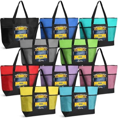 Abbylike 10 Pcs Bus Driver Appreciation Gift Bus Tote Bags Gifts Thank My Driver Zipper for Women Men Retired Drivers (Bright Color)