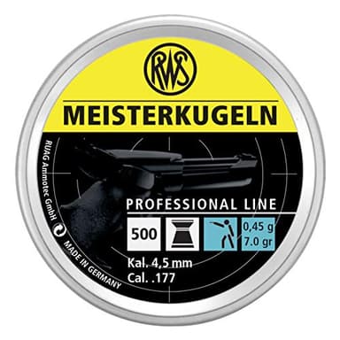 Umarex RWS Meisterkugeln Pistol Professional Line Precision Pellet Gun Pellets, 177 Caliber, 7 Grains, 500 Count