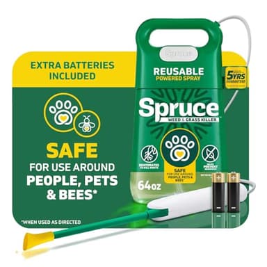 Spruce Weed Killer Spray Power Wand Kit - Weed + Grass Killer₃ Reusable Weed Sprayer, Spot-Treating Kills Weeds in Lawns and Gardens, Additional 2 AA Batteries Included for Continuous Power (64 oz)